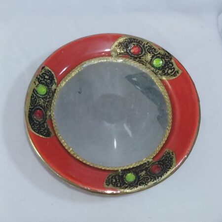 Assiette petite avec miroir et contours en cuivre